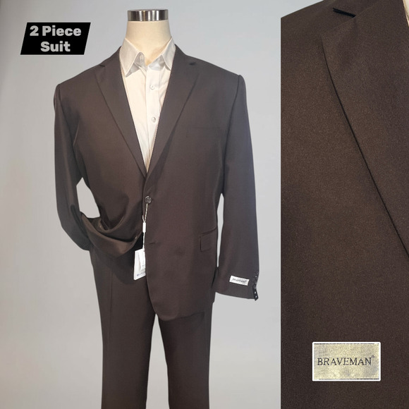 Braveman Other - New Braveman 52R 45x36 Unhemmed Solid Cigar Brown Classic 2-Piece Suit NWT